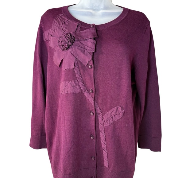 Talbots Silk Blend Cardigan Mauve Ribbons Girlie Fall Wedding Guest Size Large - Picture 1 of 7